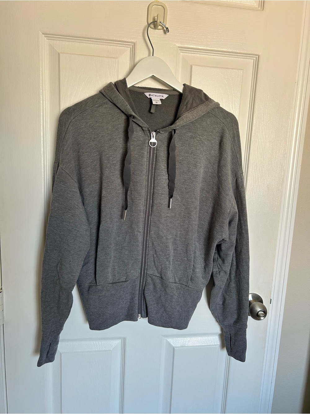 Athleta Charcoal Gray Full-Zip Hooded Sweatshirt